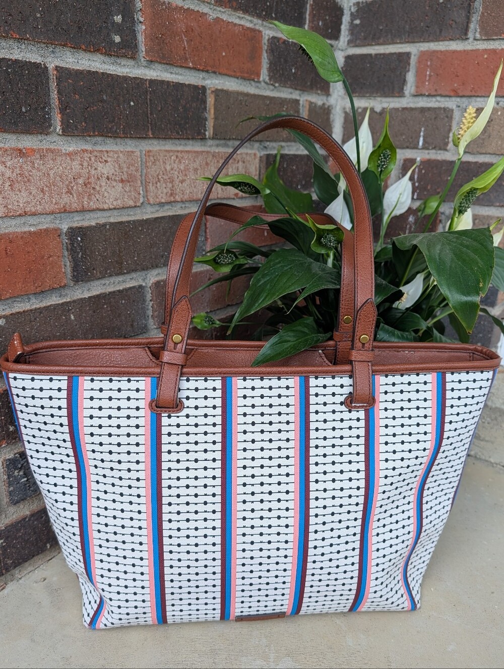 🎉GUC FOSSIL Brand Rachel Zip Top Leather Shoulder Tote Bag, Multicolor